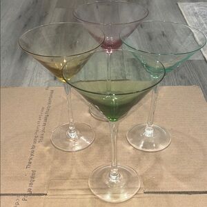 Multicolor 4 Piece Martini Glass Set
